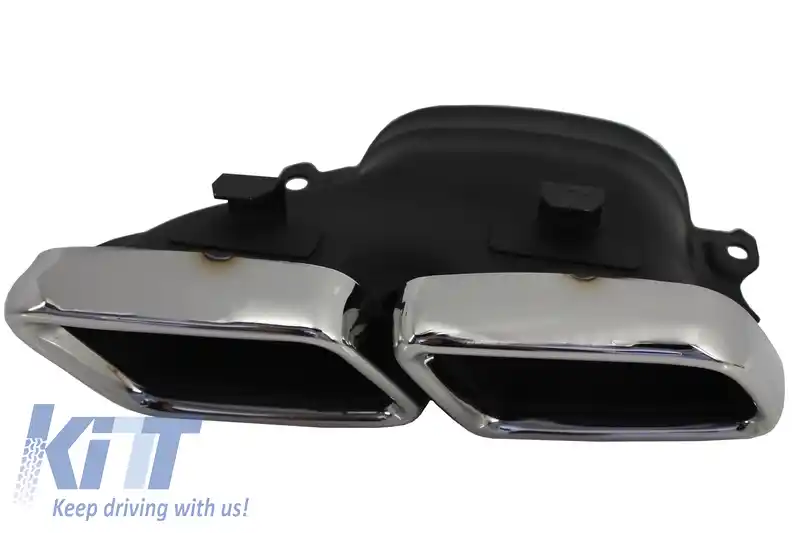 Bara Fata cu Difusor si Ornamente Tobe compatibil cu Mercedes E-Class W213 S213 Standard (2016-2019) E63 Design Negru Crom-image-6055219