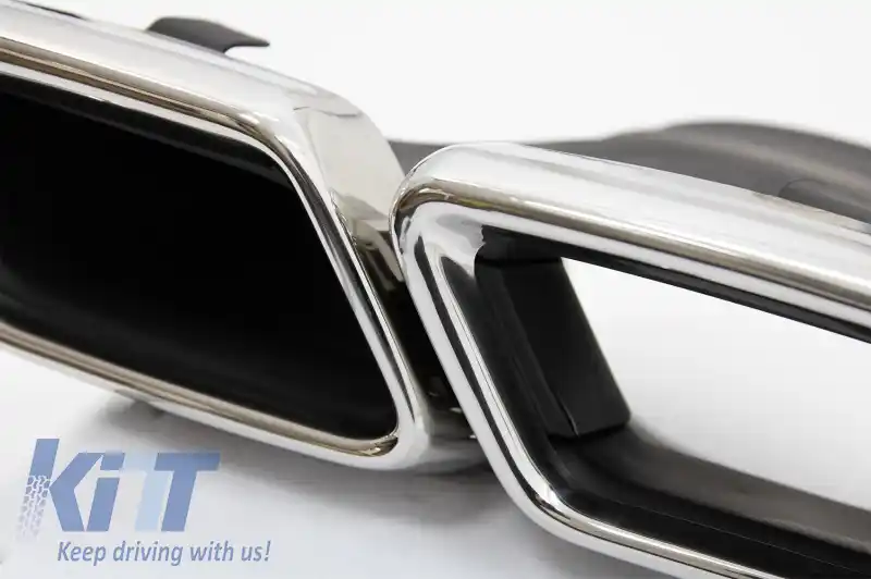 Bara Fata cu Difuzor Bara Spate si Ornamente Tobe compatibil cu Mercedes E-Class W213 (2016-up) E63 Design Editie Negru-image-6055187