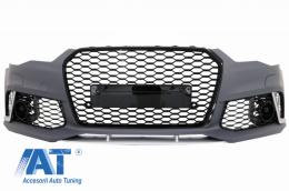Bara Fata cu Difuzor Bara Spate si Ornamente Evacuare compatibil cu AUDI A6 4G Facelift (2015-2018) RS6 Design-image-6057051