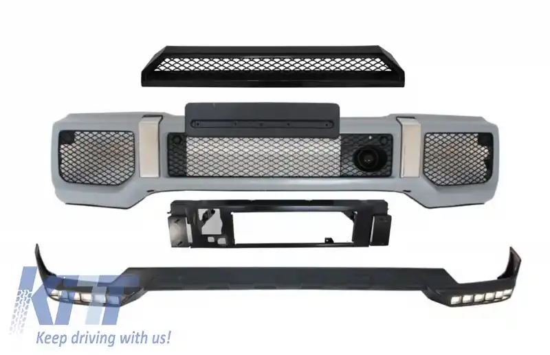 Bara Fata cu Extensie LED DRL si Prelungire superioara compatibil cu Mercedes G-Class W463 (1989-2017) G65 Design