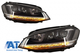 Bara Fata cu Faruri Faruri 3D LED Semnalizare Dinamica compatibil cu VW Golf VII 7 (2013-2017) R-Line Look-image-6051407