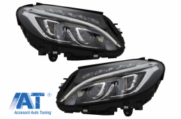 Bara Fata cu Faruri Full LED compatibil cu Mercedes C-Class W205 S205 Limo T-Model (2014-2018) C63 Design-image-6046673