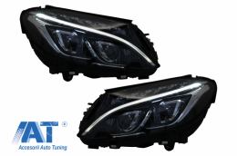 Bara Fata cu Faruri Full LED compatibil cu Mercedes C-Class W205 S205 Limo T-Model (2014-2018) C63 Design-image-6046677