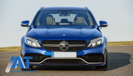 Bara Fata cu Faruri Full LED compatibil cu Mercedes C-Class W205 S205 Limo T-Model (2014-2018) C63 Design-image-6046679