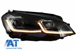 Bara Fata cu Faruri LED Bi-Xenon Look cu Semnal Dinamic compatibil cu VW Golf VII 7 (2013-2017) R-Line Look-image-6058487