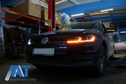 Bara Fata cu Faruri LED Bi-Xenon Semnal Dinamic compatibil cu VW Golf VII 7 (2013-2017) Facelift G7.5 R-Line Look-image-6058448