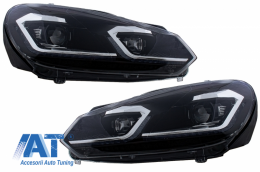 Bara Fata cu Faruri LED Silver Semnalizare Secventiala compatibil cu VW Golf VI 6 (2008-2013) GTI G7.5 Design-image-6055344