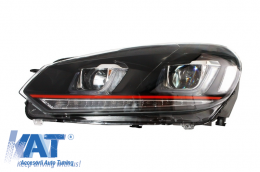 Bara Fata cu Faruri LED U Design cu Strip Rosu semnal dinamic compatibil cu VW Golf VI 6 (2008-2013) GTI Look-image-6023268