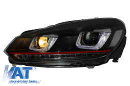 Bara Fata cu Faruri LED U Design cu Strip Rosu semnal dinamic compatibil cu VW Golf VI 6 (2008-2013) GTI Look-image-6023272