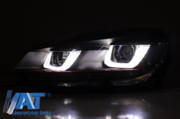 Bara Fata cu Faruri LED U Design cu Strip Rosu semnal dinamic compatibil cu VW Golf VI 6 (2008-2013) GTI Look-image-6023274
