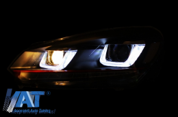 Bara Fata cu Faruri LED U Design cu Strip Rosu semnal dinamic compatibil cu VW Golf VI 6 (2008-2013) GTI Look-image-6023275