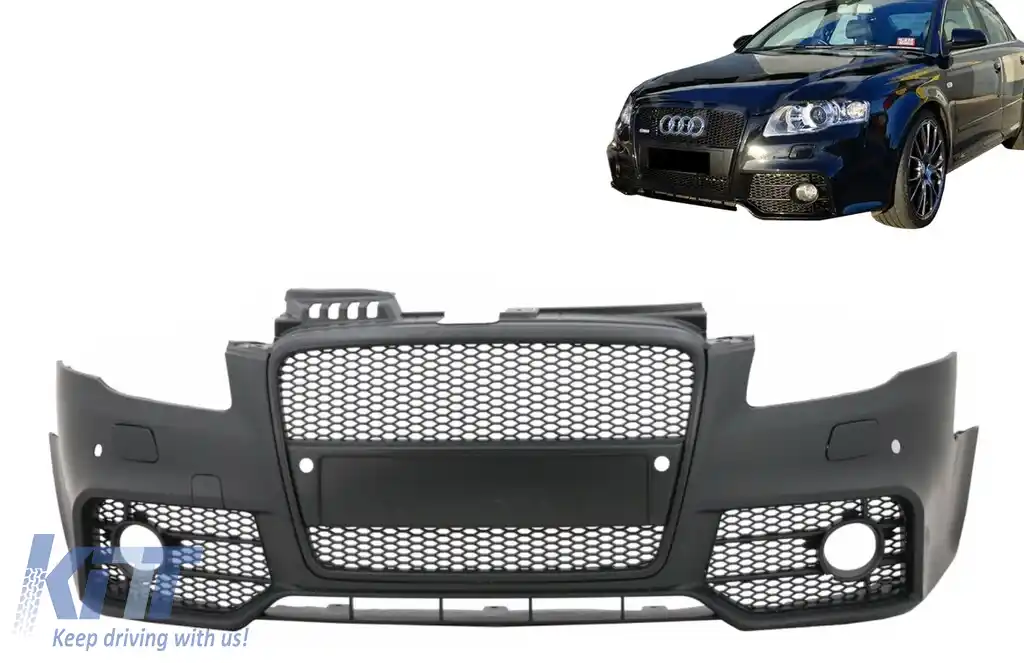 Bara Fata cu Grila Centrala compatibil cu Audi A4 B7 (2004-2008) RS4 Look Negru-image-6092681