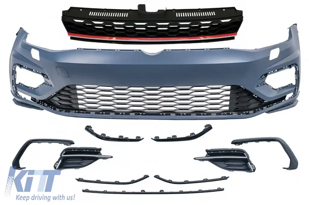Bara fata cu Grila Centrala compatibila cu VW Golf 7.5 (2017-2020) R GTI Design