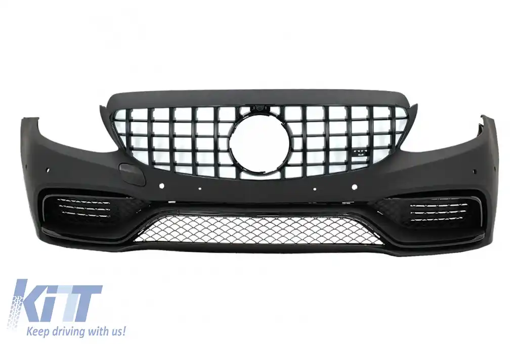 Bara Fata cu Grila Centrala GT-R compatibil cu Mercedes C-Class W205 S205 C205 A205 Limo Coupe Station Wagon Cabiolet (2014-2018) C63 Design