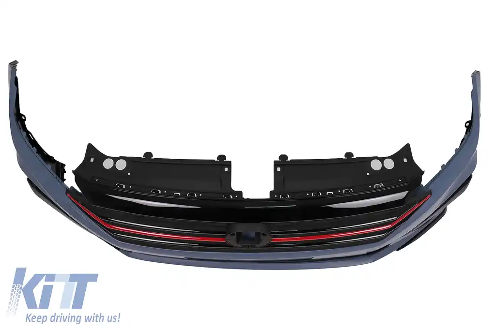 Bara fata cu Grila Centrala Insertie Rosie compatibil cu VW Jetta MK7 (2019-2021) GLI Look-image-6086933