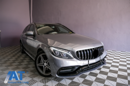 Bara Fata cu Grila Crom compatibil cu Mercedes C-Class W205 S205 A205 C205 (2014-2018) C63 Design-image-6086077