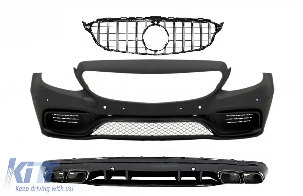 Bara Fata cu Grila si Difuzor compatibil cu Mercedes C-Class W205 S205 (2014-2018) C63 Design