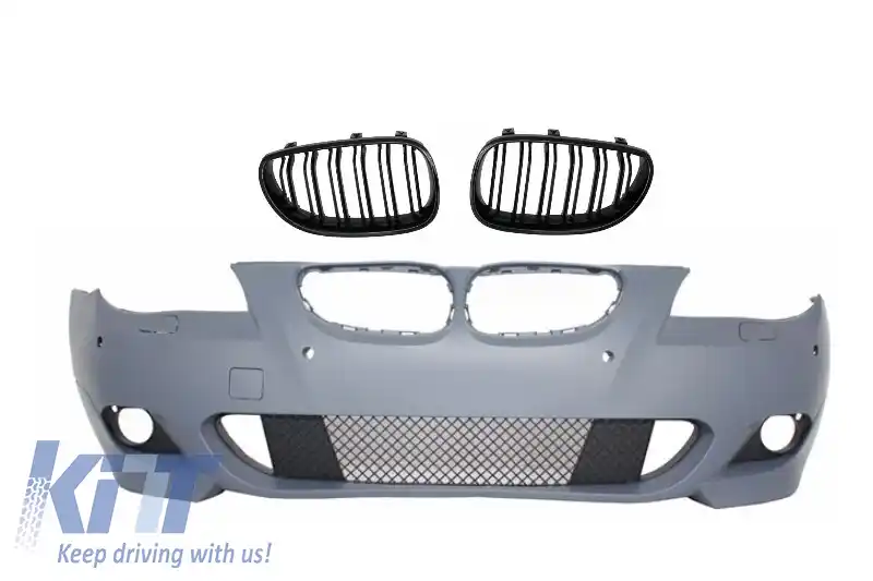 Bara Fata cu Grile Centrale Duble compatibil cu BMW Seria 5 E60 E61 (2007-2010) M-Technik Design fara Proiectoare Ceata
