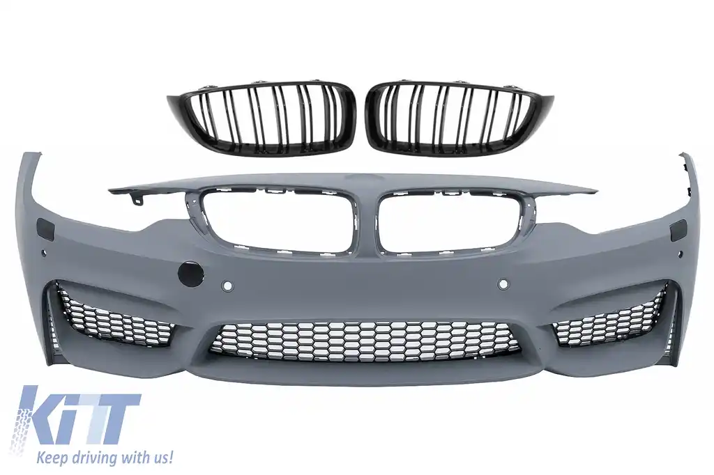 Bara Fata cu Grile Negru Lucios compatibil cu BMW Seria 4 F32 Coupe F33 Cabrio F36 Gran Coupe (2013-2017) M4 Design