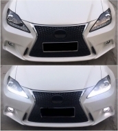 Bara Fata cu Lip Prelungire compatibil cu Lexus IS XE20 (2006-2013) IS F Sport Facelift Design si Faruri LED DRL Negru-image-6022581