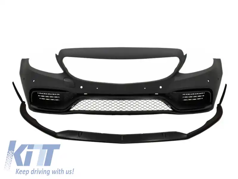 Bara Fata cu Lip Prelungire compatibil cu Mercedes C-Class W205 S205 C205 A205 Limo Coupe Station Wagon Cabiolet (2014-2020) C63 Design Fara Grila Centrala