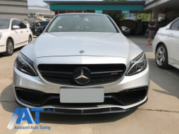 Bara Fata cu Lip Prelungire compatibil cu Mercedes C-Class W205 S205 C205 A205 Limo Coupe Station Wagon Cabiolet (2014-2020) C63 Design Fara Grila Centrala-image-6048882