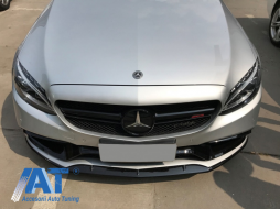 Bara Fata cu Lip Prelungire compatibil cu Mercedes C-Class W205 S205 C205 A205 Limo Coupe Station Wagon Cabiolet (2014-2020) C63 Design Fara Grila Centrala-image-6048883