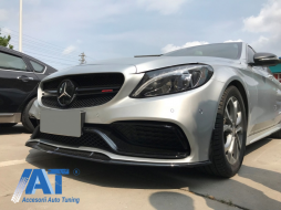 Bara Fata cu Lip Prelungire compatibil cu Mercedes C-Class W205 S205 C205 A205 Limo Coupe Station Wagon Cabiolet (2014-2020) C63 Design Fara Grila Centrala-image-6048884