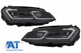 Bara Fata si Faruri LED cu Semnal Dinamic si  Grila Silver compatibil cu VW Golf VII 7 5G (2013-2017) GTI Look-image-6067468
