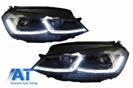 Bara Fata si Faruri LED cu Semnal Dinamic si  Grila Silver compatibil cu VW Golf VII 7 5G (2013-2017) GTI Look-image-6067470
