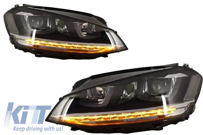 Bara Fata  compatibil cu VW Golf VII 7 (2013-2017) Rline Look cu Faruri 3D LED cu Semnalizare Dinamica-image-6017969