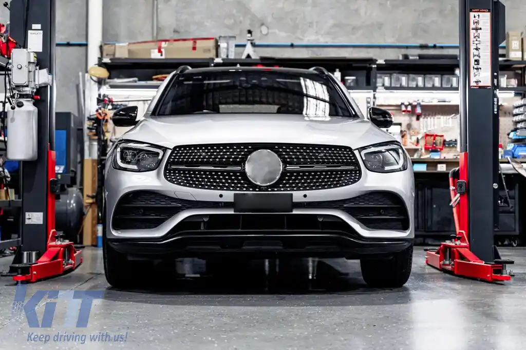 Bara frontală A Design Line potrivită pentru Mercedes GLC SUV X253 2019-2022-image-6147358