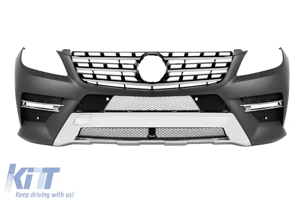 image-24-Bara frontală A Design Line potrivită pentru Mercedes ML W166 2011-2015 cu grilaj cu 3 spite cromat/negru