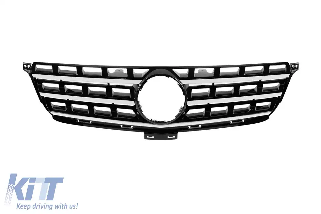 Bara frontală A Design Line potrivită pentru Mercedes ML W166 2011-2015 cu grilaj cu 3 spite cromat/negru-image-6147577