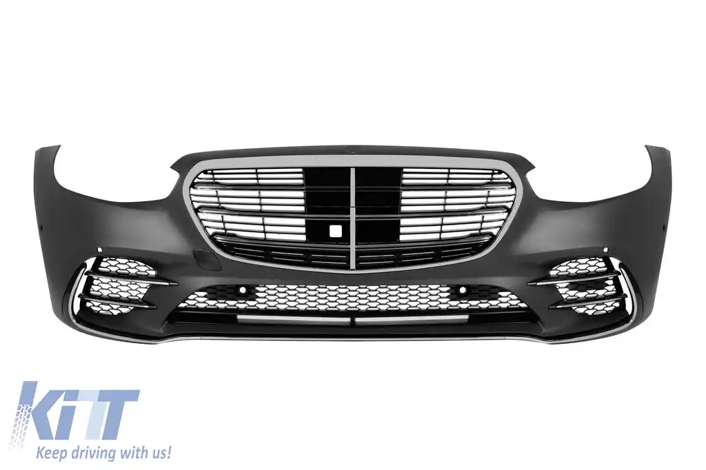 Bara frontală A Design Line potrivită pentru Mercedes S-class W223 după 2020 cu grilă crom/neagră