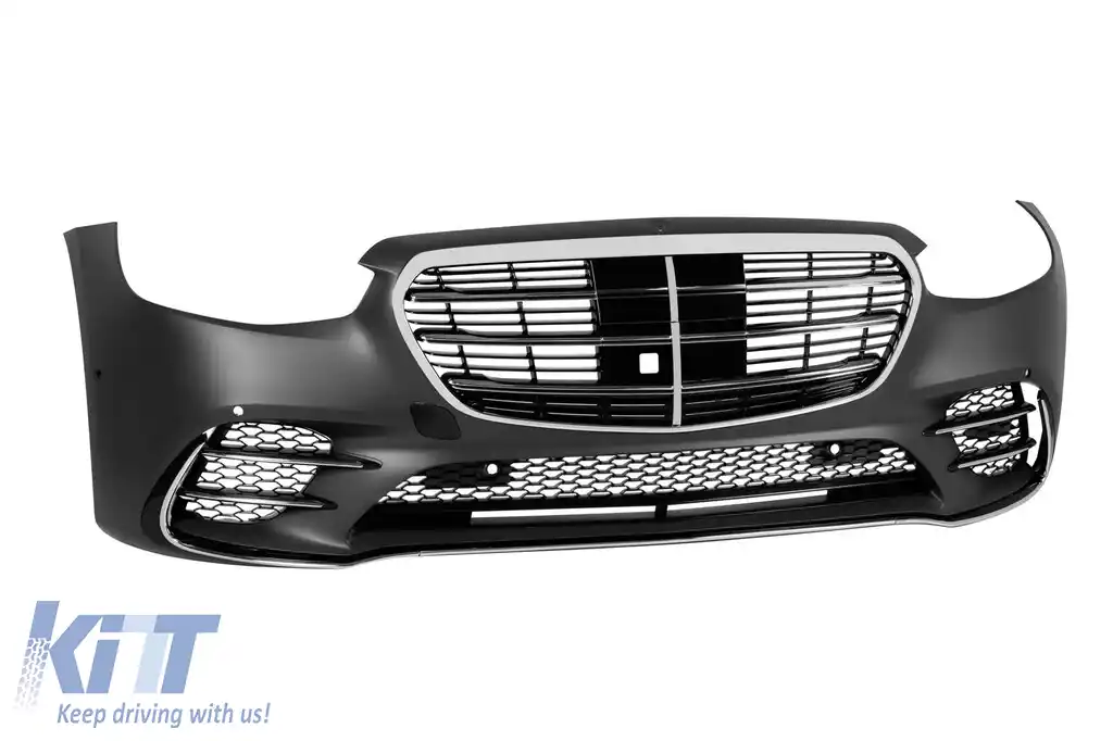Bara frontală A Design Line potrivită pentru Mercedes S-class W223 după 2020 cu grilă crom/neagră-image-6147591