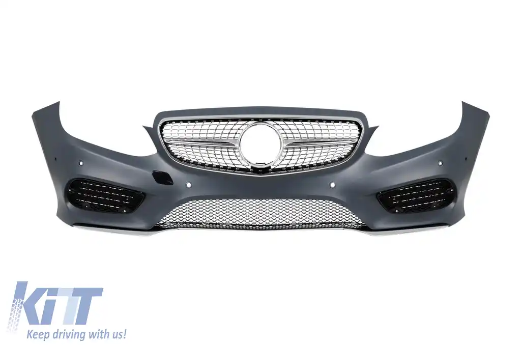 Bara frontală A Design Line potrivită pentru Mercedes E-Class W212 Sedan, S212 Estate 2014-2016 cu grilă diamant crom/gri