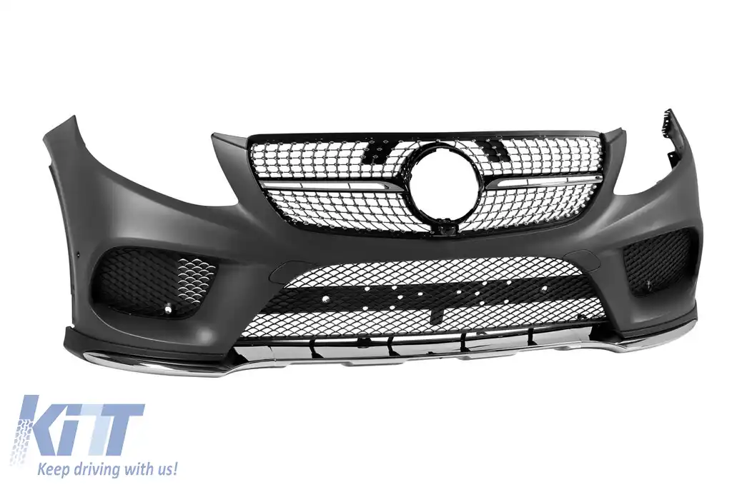 Bara frontală A Design Line potrivită pentru Mercedes GLE Coupe C292 2015-2019 cu grilă diamant crom/neagră-image-6237357