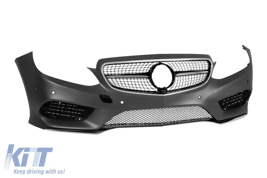 Bara frontală A Design Line potrivită pentru Mercedes E-Class W212 Sedan, S212 Estate 2014-2016 cu grilă neagră în formă de diamant-image-6237372