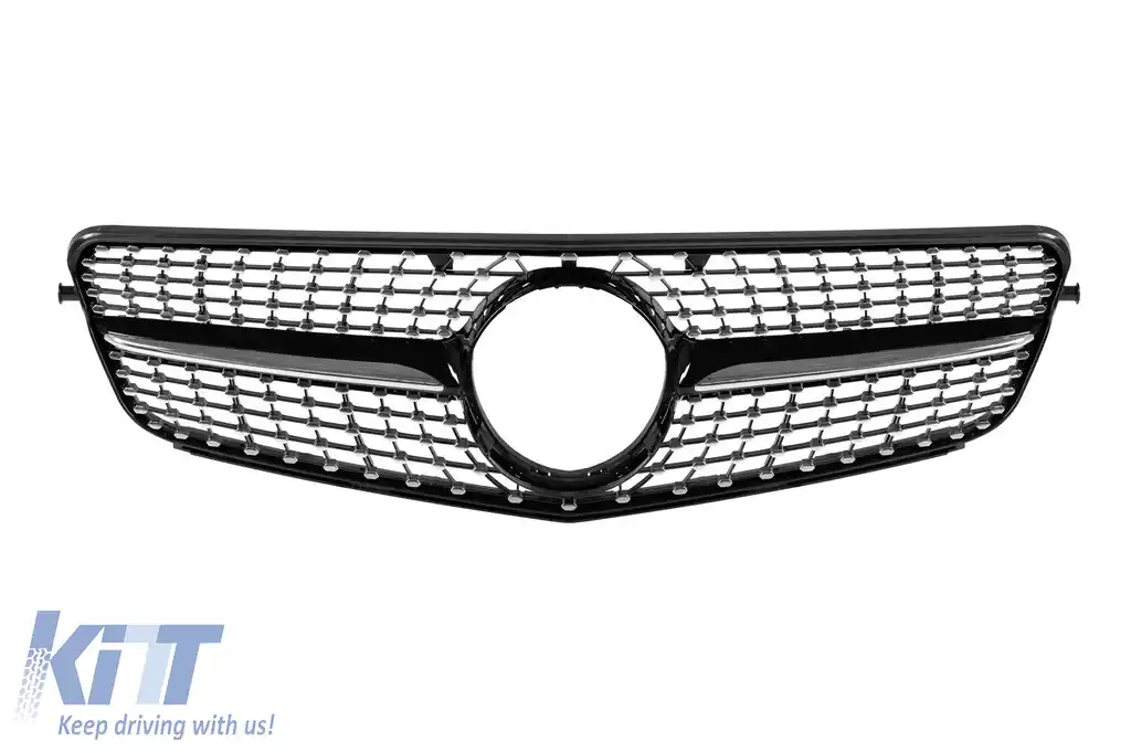 Bara frontală A Design Line potrivită pentru Mercedes C-Class W204 Sedan, S204 Estate 2007-2014 cu PDC, cu grilă Chrome/Black Diamond-image-6237397