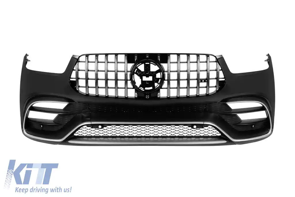 image-70-Bara frontală A Design potrivită pentru Mercedes GLE W167, GLE Coupe C167 2018-2023, după 2024 cu garnituri cromate