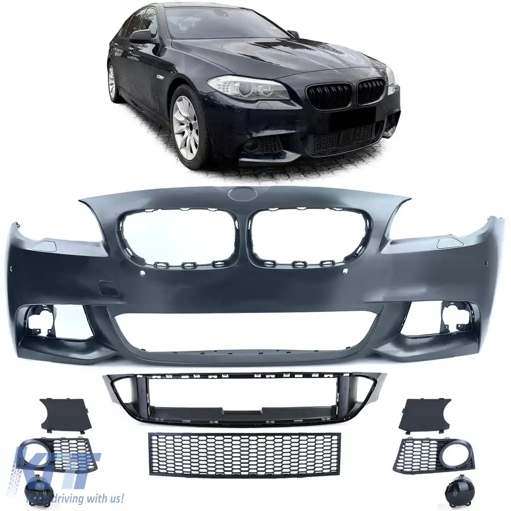 Bara frontală cu aspect sport, cu fante negre, potrivită pentru BMW Seria 5 F10 F11 10-13