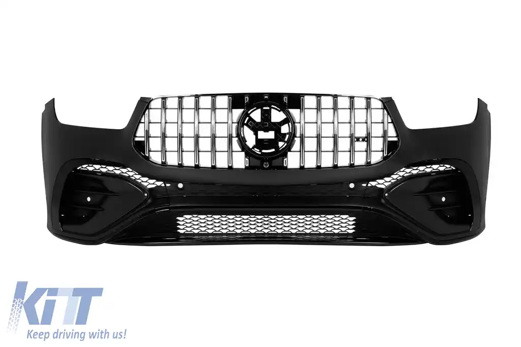 Bara frontală de stil Facelift GLE53 potrivită pentru Mercedes GLE W167, GLE Coupe C167 2018-2023, după 2024, cu grilă GT crom/negru