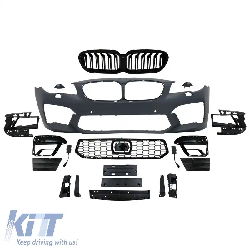 Bara frontală potrivită pentru BMW 5 F10 10-17 Look M5 F90/G30 cu grilă și PDC-image-6308351