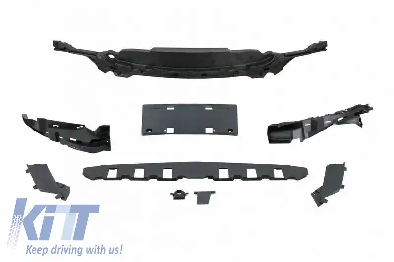 Bara frontală potrivită pentru Mercedes-Benz C-Class C205/W205 14-21 GTR Look (Black Mamba) cu grilă neagră/ crom (Black Mamba)-image-6319250