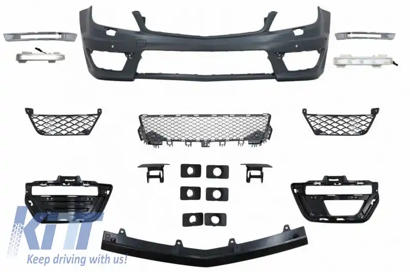 Bara frontală potrivită pentru Mercedes-Benz C-Class W204 07-14 A Design 63 Look Facelift cu DRL-image-6324517