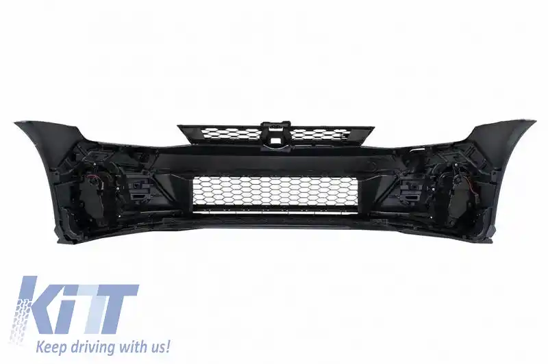 Bara frontală potrivită pentru VW Golf VII (7) 13-17 Upgrade la aspectul GTI 7.5 17-19 Set cu grilă și lumini de ceață LED-image-6315330
