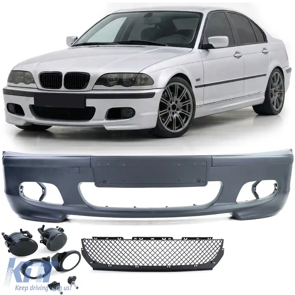 Bara frontală sport + ABE + lumini de ceață fumurii potrivite pentru BMW E46 sedan touring