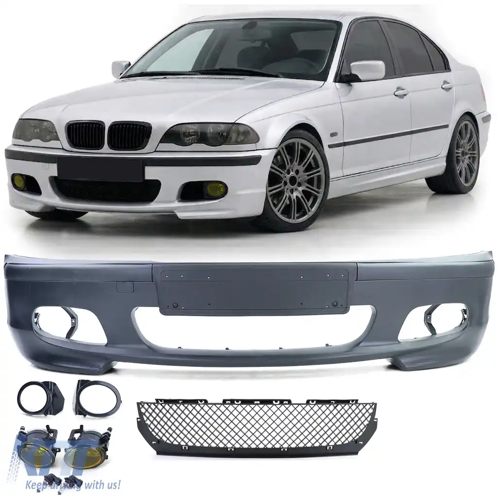 Bara frontală sport + ABE + proiectoare de ceață galbene potrivite pentru BMW E46 sedan touring