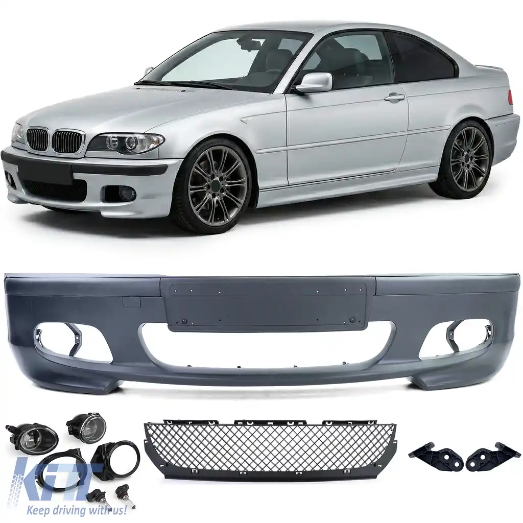 Bara frontală sport + ABE + proiectoare de ceață clare potrivite pentru BMW E46 Sedan Touring LCI